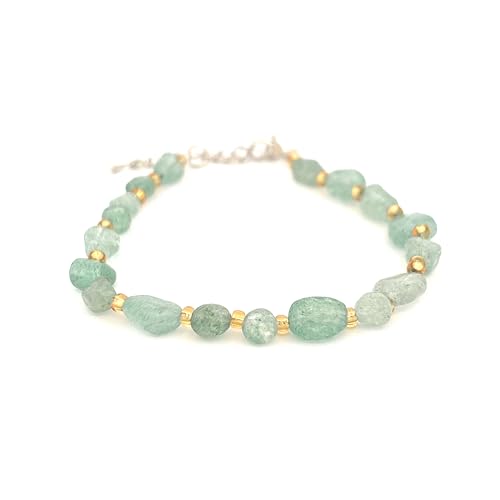 Pulsera de chips de cuarzo verde fresa con cierre