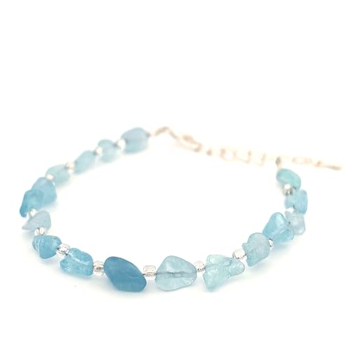 Pulsera de chips de aguamarina con cierre — 6×8 mm