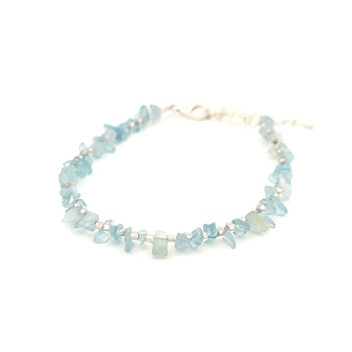 Pulsera de chips de aguamarina con cierre — 3×5 mm