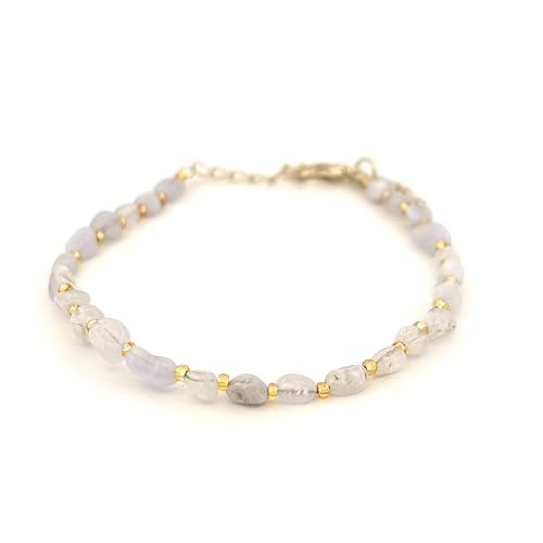 Pulsera de chips de ágata azul encaje con cierre