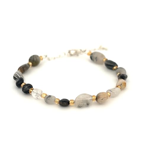 Pulsera de chips de cuarzo negro rutilado con cierre