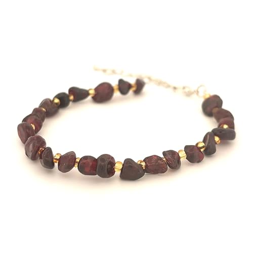 Pulsera de chips de granate con cierre