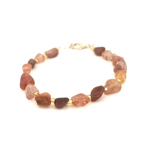 Pulsera de chips de cuarzo rojo rutilado con cierre