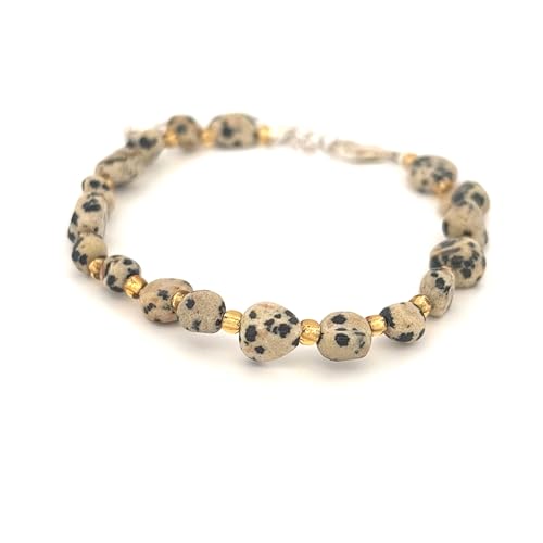 Pulsera de chips de jaspe dálmata con cierre