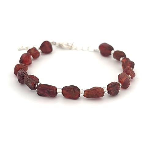 Pulsera de chips de granate naranja con cierre